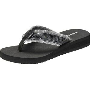 Women's Arch Support Gemstone Black Flip Flops Comfortable Casual Summer Beach